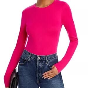 GOOD AMERICAN crew neck long sleeve bodysuit - pink - 2XL - NEW
